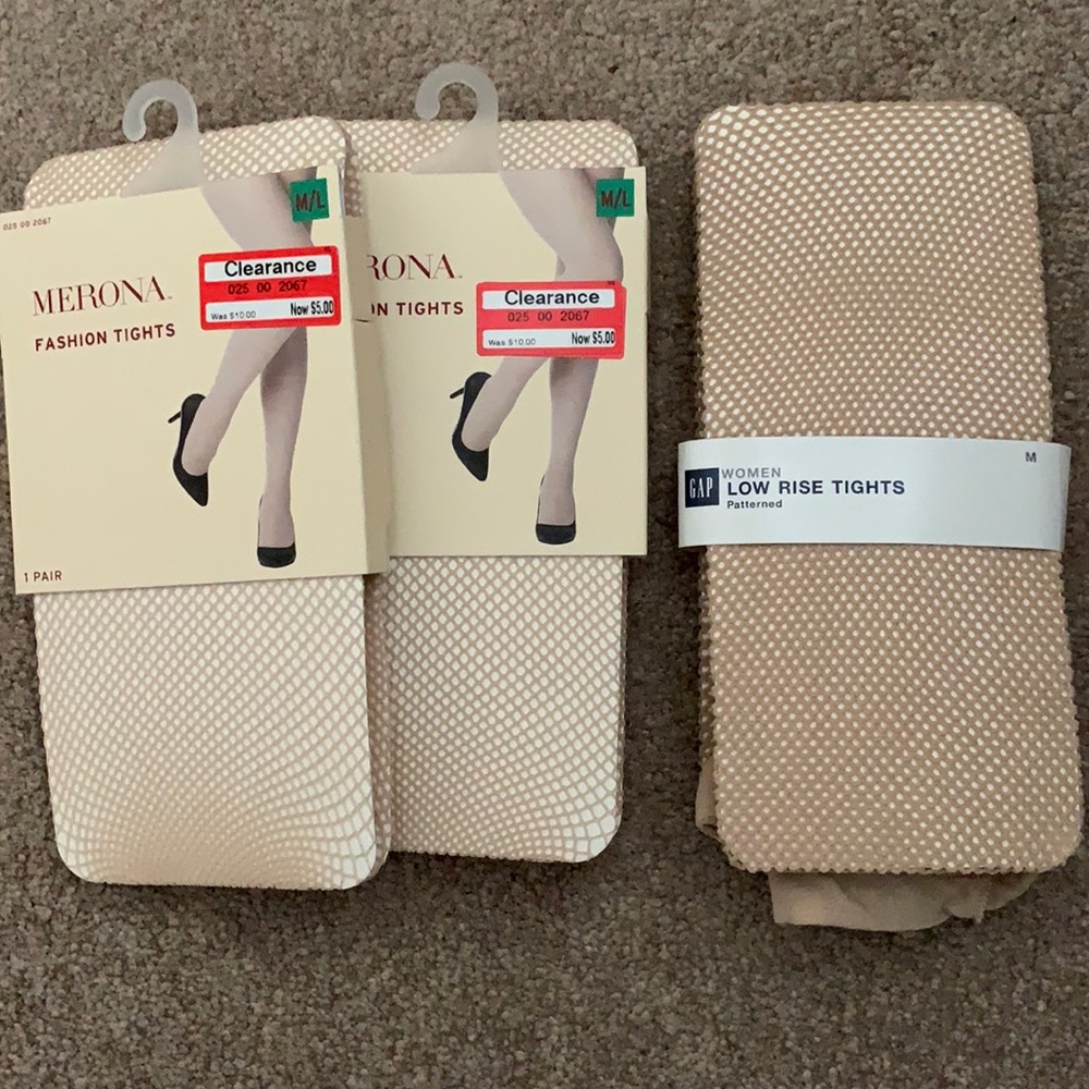 Bundle of 3 Fishnet patterned tights - new